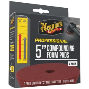 Meguiar's Professional Foam Compounding Pads, M5CFP2 - 5", Red (2 Pack)